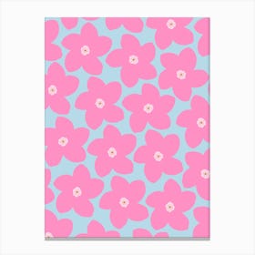 Retro Flower Pink And Blue Canvas Print