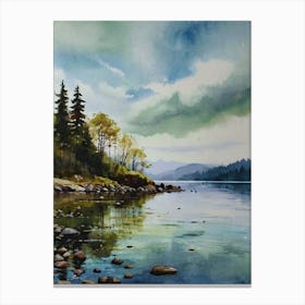 Watercolour Of A Lake Canvas Print