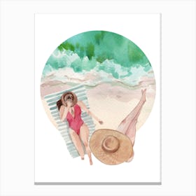 Girl Relaxing At The Beach Canvas Print