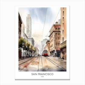 San Francisco Usa Watercolour Travel Poster 3 Canvas Print