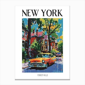 Forest Hills New York Colourful Silkscreen Illustration 2 Poster Canvas Print