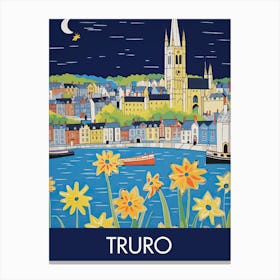 Truro England Night Travel Print Painting Cute Canvas Print