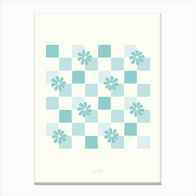 Sea Blue Daisy Checkerboard Canvas Print