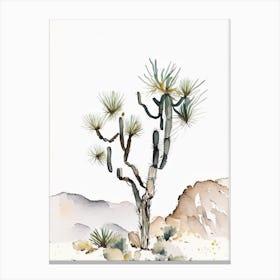 Joshua Trees In Mountains Minimilist Watercolour  (1) Canvas Print