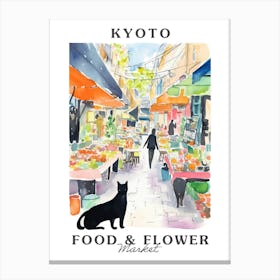 Food Market With Cats In Kyoto 4 Poster Canvas Print