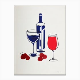 Blueberry Daiquiri Picasso Line Drawing Cocktail Poster Canvas Print