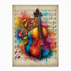 Violin And Music Notes Canvas Print