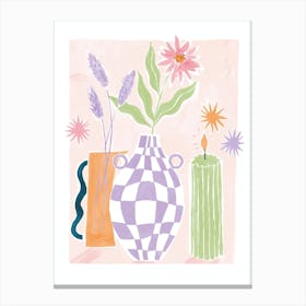 Matisse Checkerboard Vase And Flowers Canvas Print