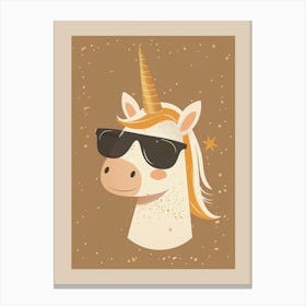 Unicorn With Sunglasses Muted Pastel 1 Canvas Print