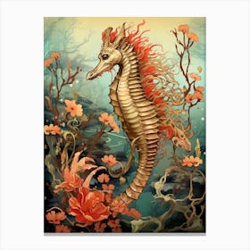 Seahorse Animal Drawing In The Style Of Ukiyo E 4 Canvas Print