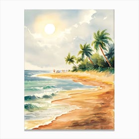 Watercolor Of A Beach Canvas Print