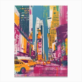 Broadway Theaters New York Colourful Silkscreen Illustration 3 Canvas Print