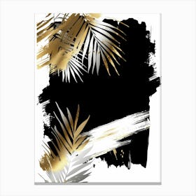 Gold And Black Palm Leaves 7 Canvas Print