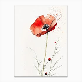 Poppy Herb Minimalist Watercolour 2 Canvas Print
