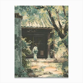 Kyoto Japan 5 Retro Illustration Canvas Print