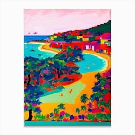 Orient Bay Beach, St Martin Hockney Style Canvas Print