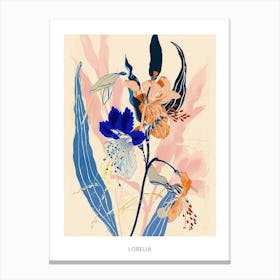 Colourful Flower Illustration Poster Lobelia 3 Canvas Print