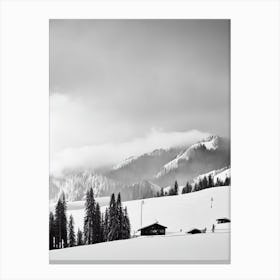 Ischgl, Austria Black And White Skiing Poster Canvas Print