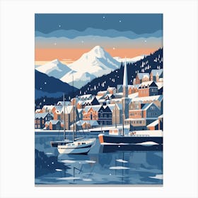 Winter Travel Night Illustration Troms Norway 1 Canvas Print
