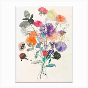 Globe Amaranth Collage Flower Bouquet Canvas Print