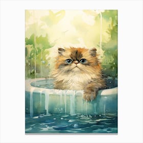 Himalayan Cat In Bathtub Botanical Bathroom 8 Canvas Print