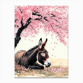 Donkey Under Cherry Blossoms Stampe su tela