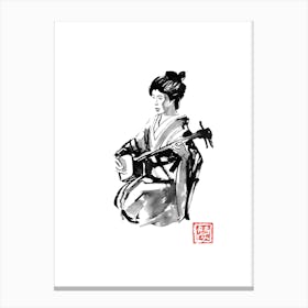 Geisha Shamisen Canvas Print