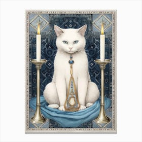 White Cat Tarot Card 1 Canvas Print