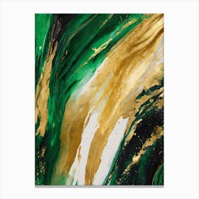 Gold And Green Abstract Painting 2 Canvas Print