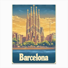 Aihrgdesign A Vintage Travel Poster Of Barcelona 3 Canvas Print