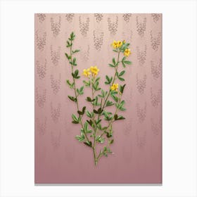 Vintage Yellow Jasmine Flowers Botanical on Dusty Pink Pattern Canvas Print