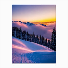 Tignes, France 1 Sunrise Skiing Poster Canvas Print