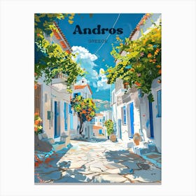 Andros Greece Beautiful Travel Art Illustration Canvas Print