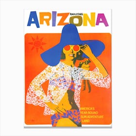 Amazing Arizona, Pop Art Travel Poster Canvas Print
