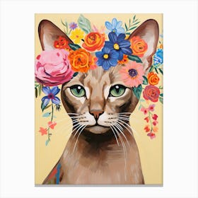 Tonkinese Cat With A Flower Crown Painting Matisse Style Canvas Print
