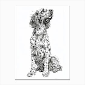 English Setter Dog Line Sketch 1 Canvas Print