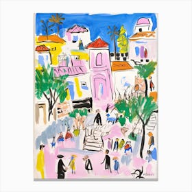 Athens, Dreamy Storybook Illustration 1 Canvas Print