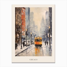 Vintage Winter Painting Poster Chicago Usa 2 Canvas Print