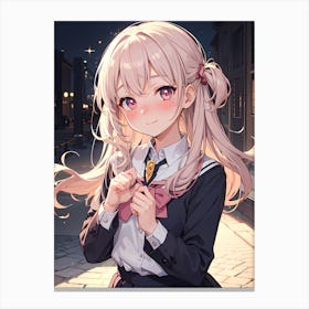 Anime Girl In School Uniform 5 Canvas Print