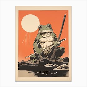 Frog Samurai,  Matsumoto Hoji Inspired Japanese 3 Canvas Print
