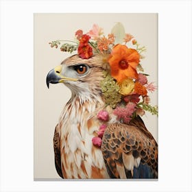 Bird With A Flower Crown Red Tailed Hawk 2 Canvas Print