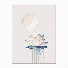 Lotus And Moon 2 Symbol Minimal Watercolour Canvas Print