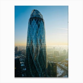 A Picture Of A Contemporary Office Building Its Sleek Facade Reflecting The Early Morning Sunlight (3) Canvas Print