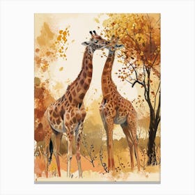 Two Giraffes Grooming One Another 2 Canvas Print