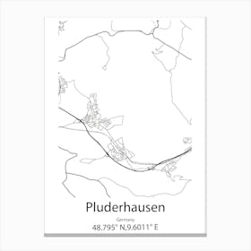 Pluderhausen,Germany Minimalist Map Canvas Print