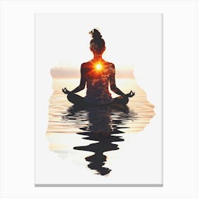 Woman Meditating In Water Canvas Print