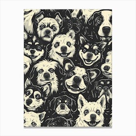 Perfectly Repeatable Artwork With Cute Dog Faces 20 Canvas Print