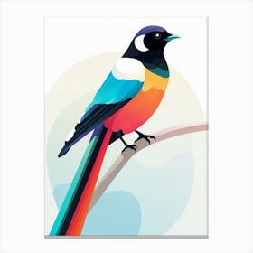Colourful Geometric Bird Magpie 4 Canvas Print