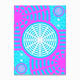 Geometric Glyph in White and Bubblegum Pink and Candy Blue n.0066 Canvas Print