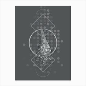 Vintage Normal Spadice of the Palm Botanical with Line Motif and Dot Pattern in Ghost Gray n.0114 Canvas Print